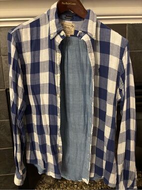 Polo by Ralph Lauren Navy and White Buffalo Check double faced Button-Down Shirt